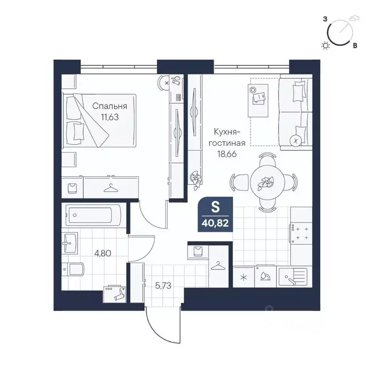 1-к кв. Новгородская область, Великий Новгород Медь кв-л,  (40.82 м) - Фото 1