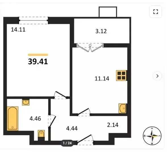 1-комнатная квартира: Пенза, улица Антонова, 3Е (39.41 м) - Фото 0
