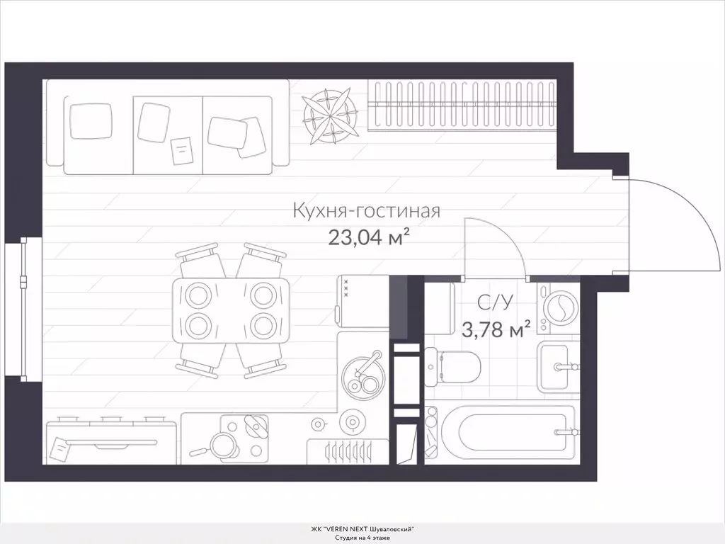 Квартира-студия: Санкт-Петербург, Парашютная улица, 79к1 (26.9 м) - Фото 0