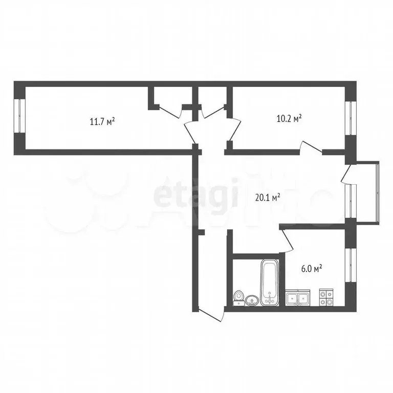 3-к. квартира, 56 м, 5/5 эт. - Фото 0