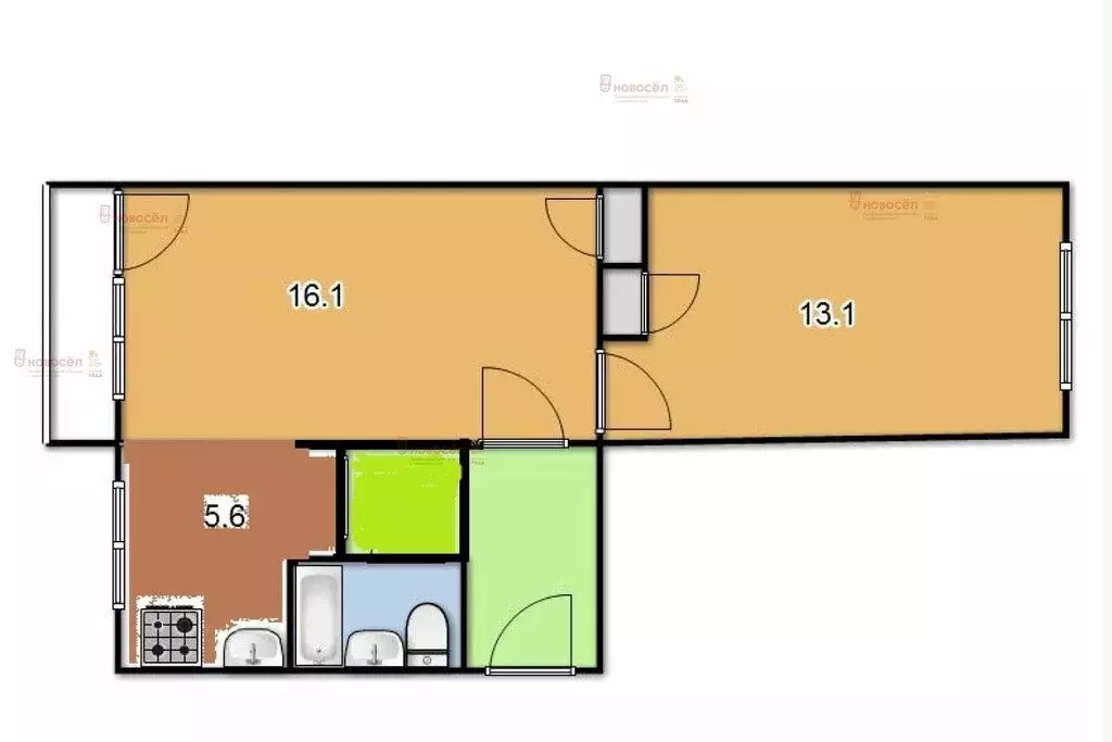 2-комнатная квартира: Екатеринбург, Посадская улица, 43 (43.1 м) - Фото 1