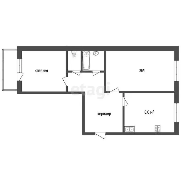 2-комнатная квартира: Троицк, улица имени Т.Д. Дерибаса, 32 (50.3 м) - Фото 1