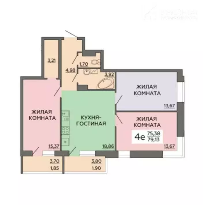 3-комнатная квартира: Воронеж, улица Ворошилова, 63/2 (79.6 м) - Фото 1