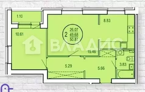 2-комнатная квартира: Уфа, Бородинская улица, 11 (51.4 м) - Фото 0