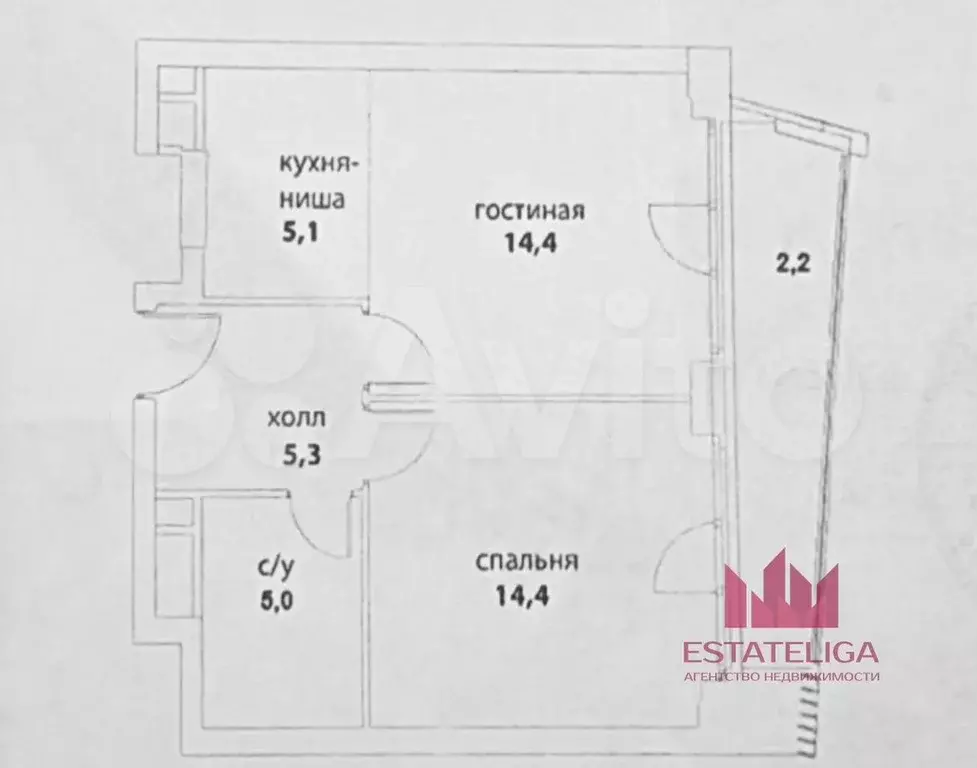 1-к. квартира, 46,4 м, 22/25 эт. - Фото 0