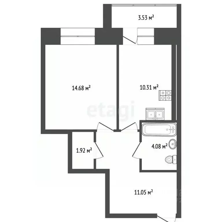 1-к кв. Калужская область, Калуга проезд 3-й Академический, 10 (44.0 ... - Фото 2