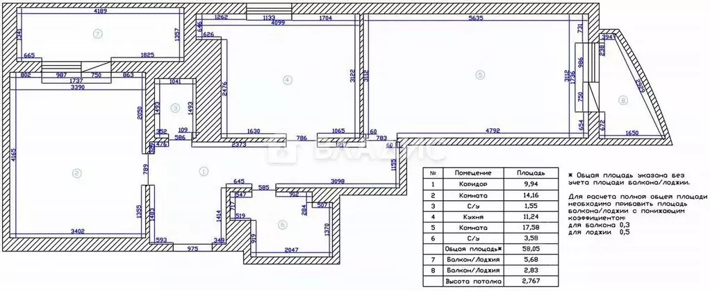 2-к кв. Санкт-Петербург ул. Катерников, 7 (58.9 м) - Фото 2