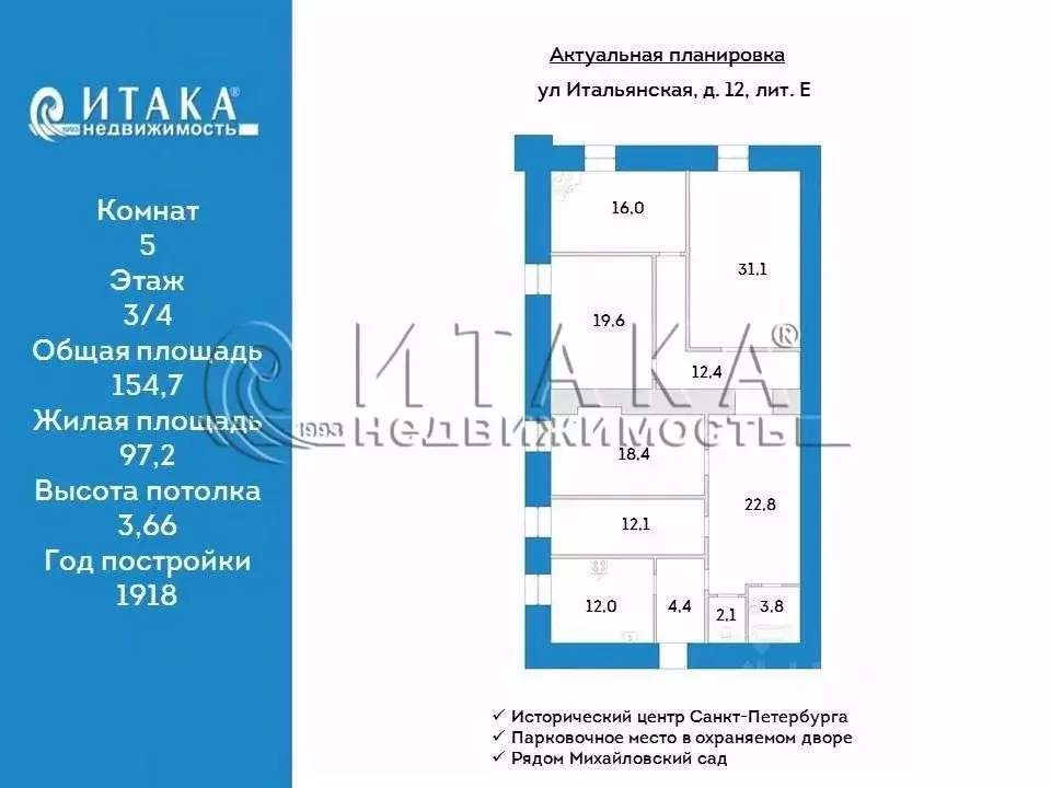5-к кв. Санкт-Петербург Итальянская ул., 12Е (154.7 м) - Фото 2