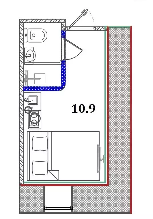 Квартира-студия: Санкт-Петербург, Сапёрный переулок, 8 (10.9 м) - Фото 2
