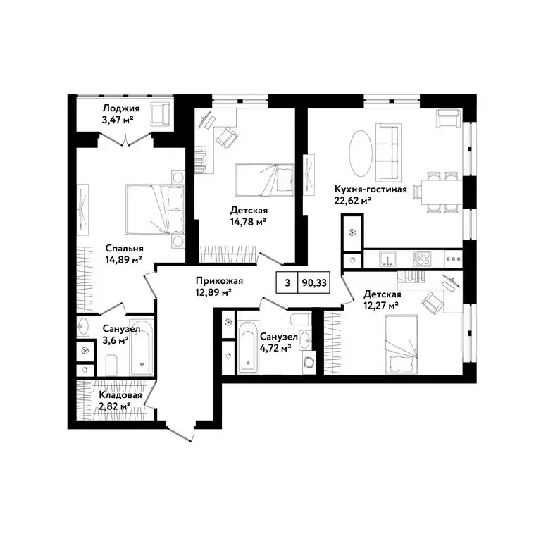 3-комнатная квартира: Тула, улица Седова, 26к2 (93.9 м) - Фото 0