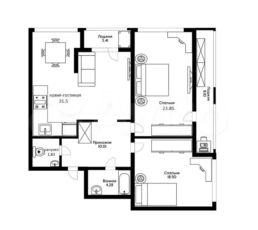 3-к. квартира, 90 м, 2/16 эт. - Фото 0