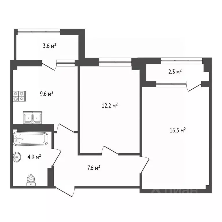 2-к кв. Севастополь ул. Степаняна, 2Б (50.5 м) - Фото 2