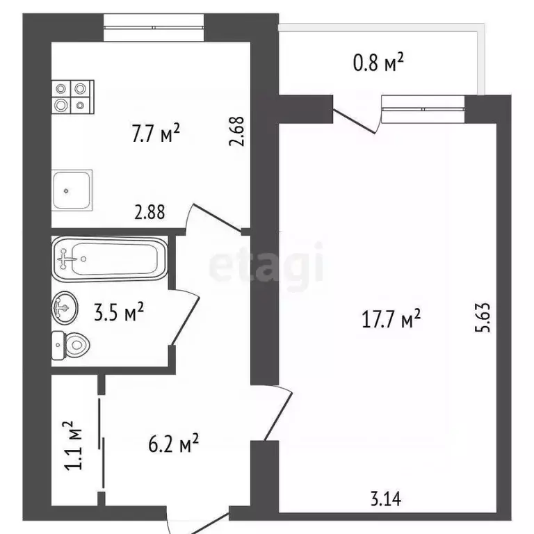 1-к кв. Омская область, Омск Заозерный мкр, ул. Бородина, 4/2 (36.2 м) - Фото 1