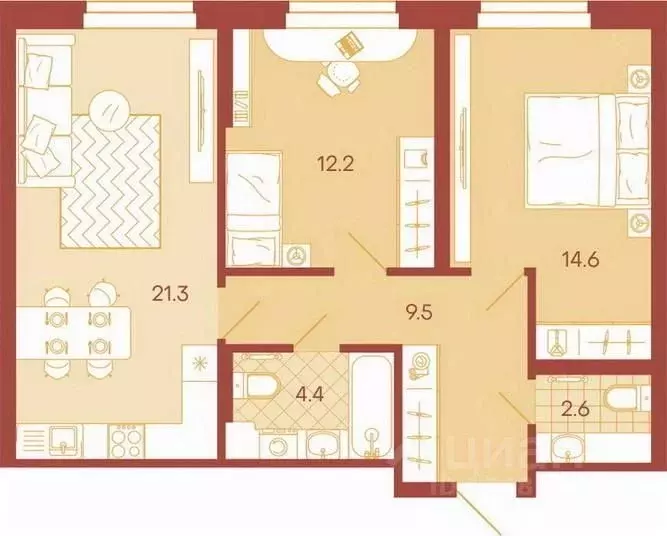 3-к кв. Пензенская область, Пенза ул. Минская, 25 (64.6 м) - Фото 0