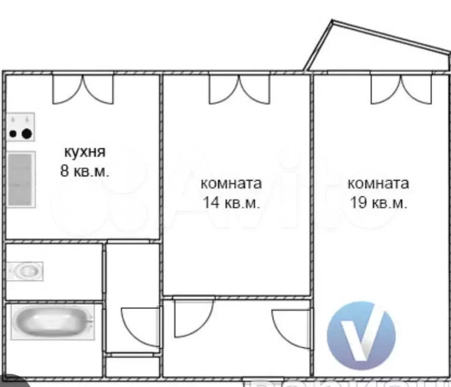 2-к. квартира, 52 м, 9/10 эт. - Фото 0