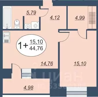 1-к кв. Тюменская область, Тюмень Широтная ул., 209к1 (44.76 м) - Фото 1