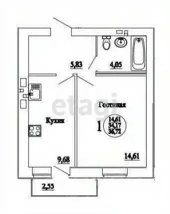 1-к кв. Саратовская область, Саратов Огородная ул., 23 (34.4 м) - Фото 1