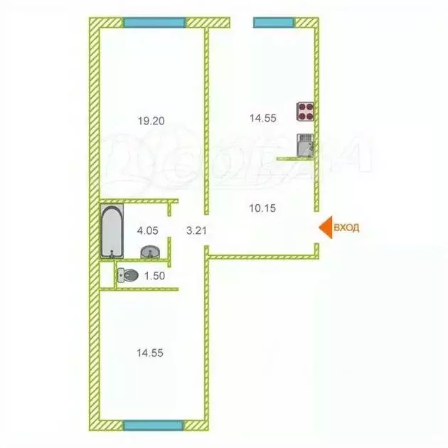 2-к кв. Тюменская область, Тюмень ул. Константина Посьета, 11к1 (67.0 ... - Фото 1