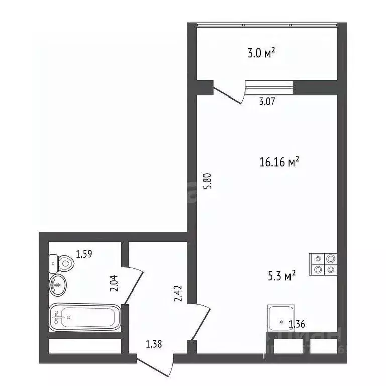 Студия Краснодарский край, Анапа бул. Босфорский, 14 (24.0 м) - Фото 2