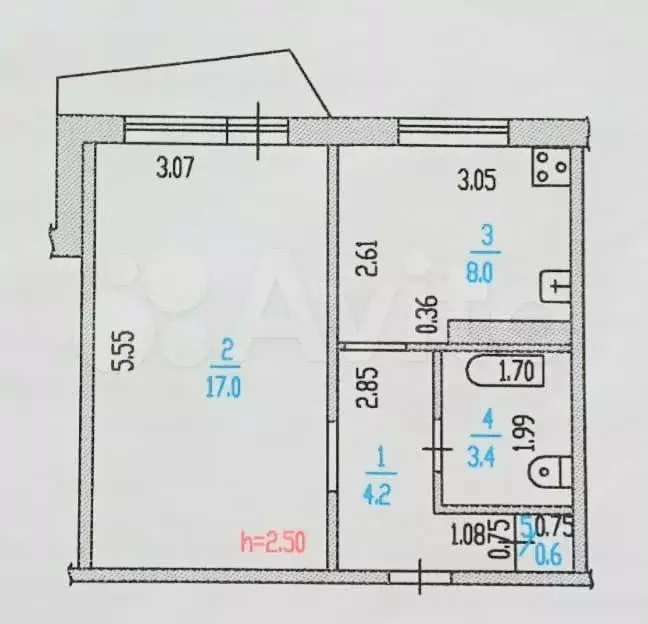 1-к. квартира, 33 м, 3/9 эт. - Фото 0