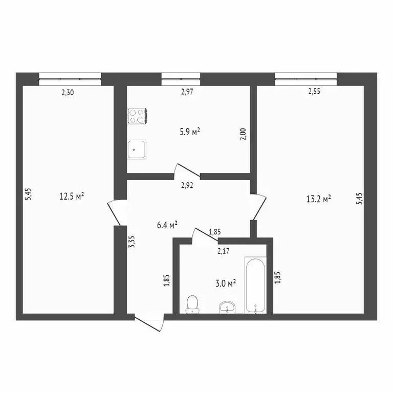2-комнатная квартира: село Стрехнино, улица Стаханова, 12 (42.8 м) - Фото 0