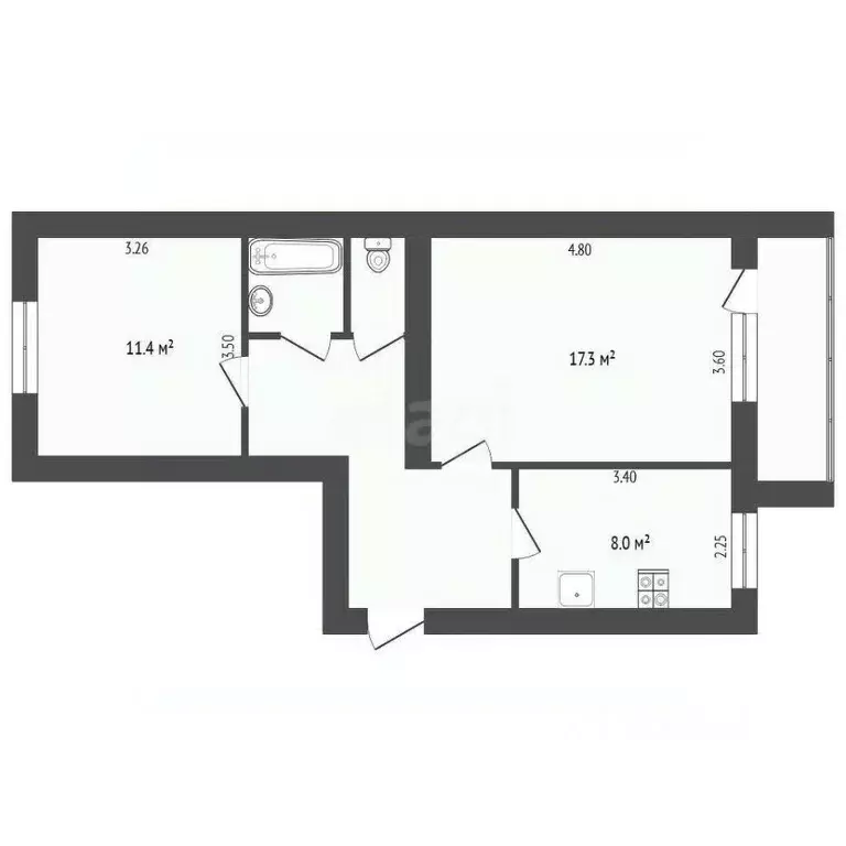 2-к кв. Тюменская область, Тюмень Садовая ул., 119 (52.0 м) - Фото 2