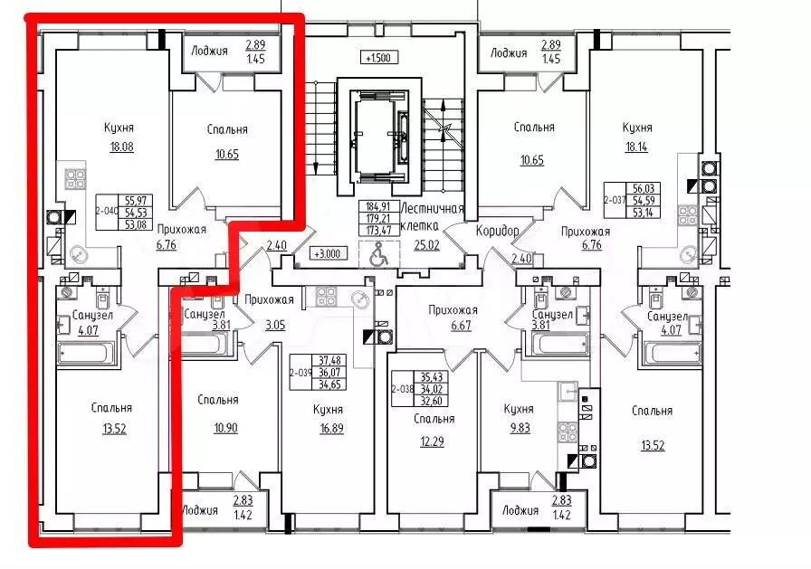 2-к. квартира, 56м, 2/9эт. - Фото 1