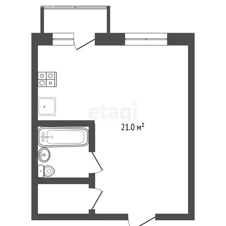 Квартира-студия: Ярославль, 2-й Брагинский проезд, 4к2 (28 м) - Фото 1