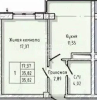 1-к кв. Кабардино-Балкария, Нальчик ул. А.А. Кадырова, 2к1 (36.0 м) - Фото 1