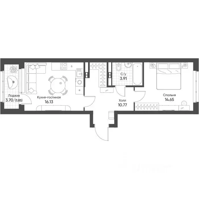 1-к кв. Свердловская область, Екатеринбург бул. Вдохновения, 4 (47.1 ... - Фото 1