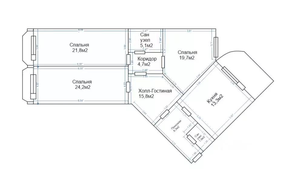 3-к кв. Башкортостан, Уфа Южный мкр, ул. Загира Исмагилова, 8 (115.8 ... - Фото 2