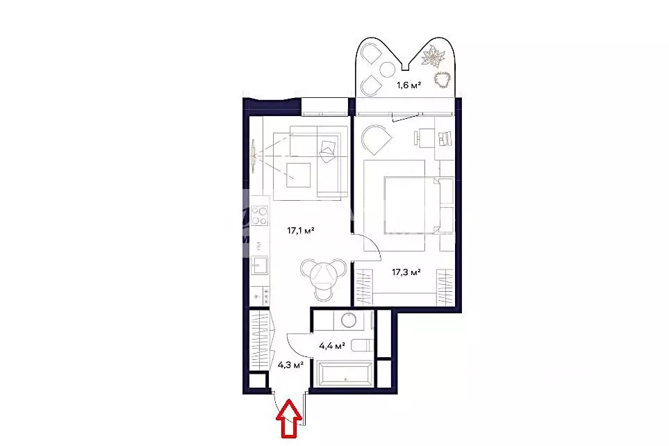 1-к кв. Москва Сельскохозяйственная ул., 24Ак1 (44.0 м) - Фото 2