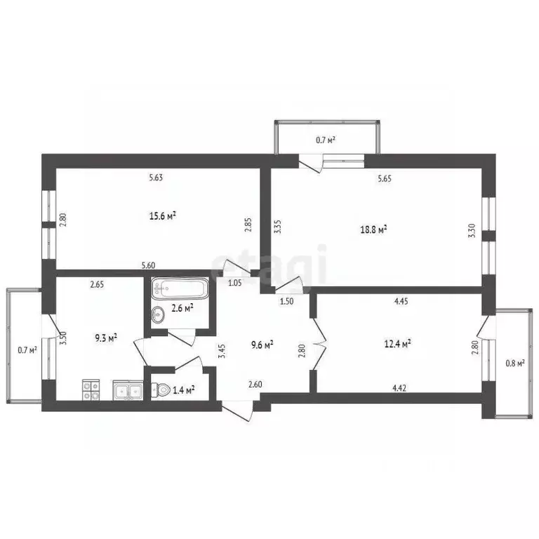 3-к кв. Крым, Феодосия ул. Киевская, 1А (70.0 м) - Фото 2