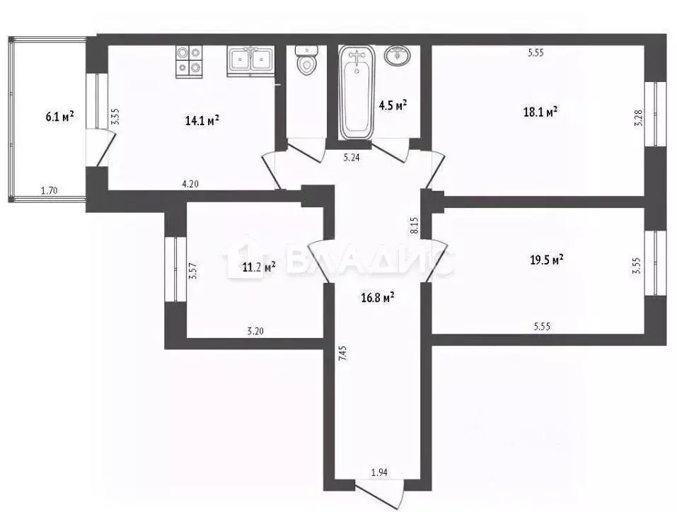 3-к кв. Ростовская область, Ростов-на-Дону Рабочий Городок мкр, ул. ... - Фото 2