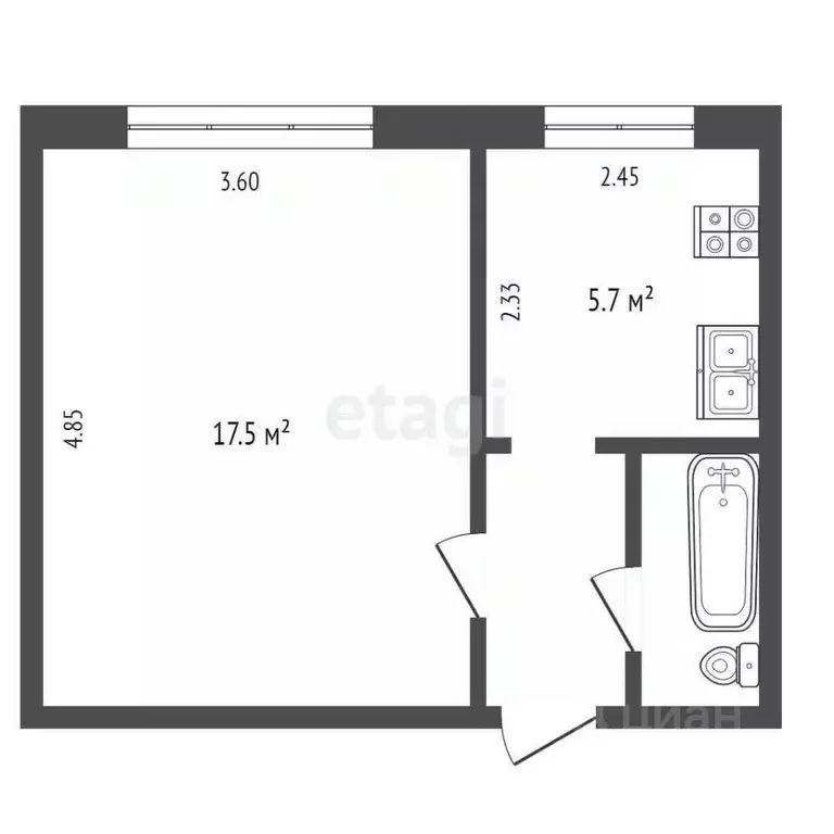1-к кв. Коми, Усинск Парковая ул., 5А (28.4 м) - Фото 2