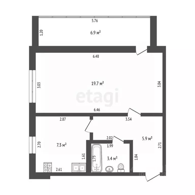 1-к кв. Башкортостан, Стерлитамак ул. Строителей, 12 (36.3 м) - Фото 1