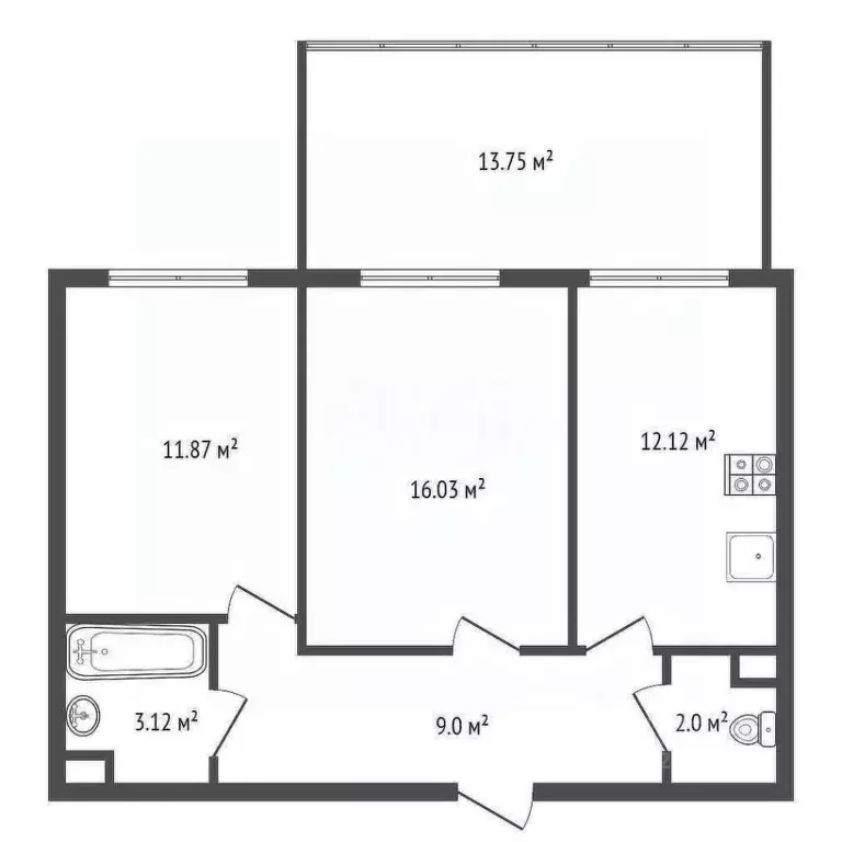 2-к кв. Воронежская область, Рамонский район, Яменское с/пос, пос. ... - Фото 2