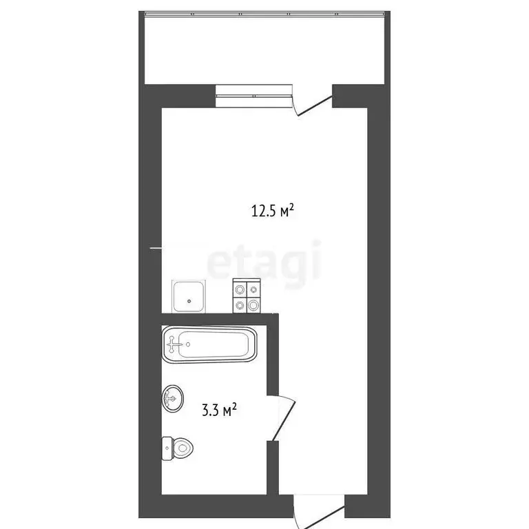 Квартира-студия: Тюмень, Интернациональная улица, 203к2 (15.9 м) - Фото 1