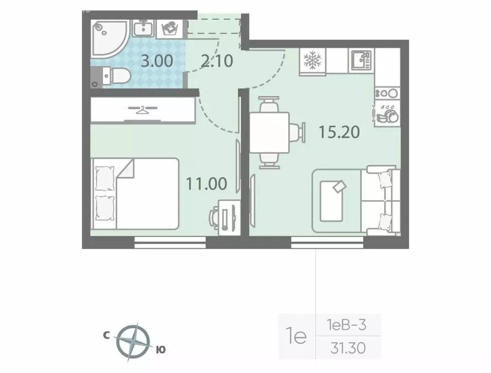 1-комнатная квартира: Ковалёво, жилой комплекс ЛСР Ржевский парк (31.3 ... - Фото 1