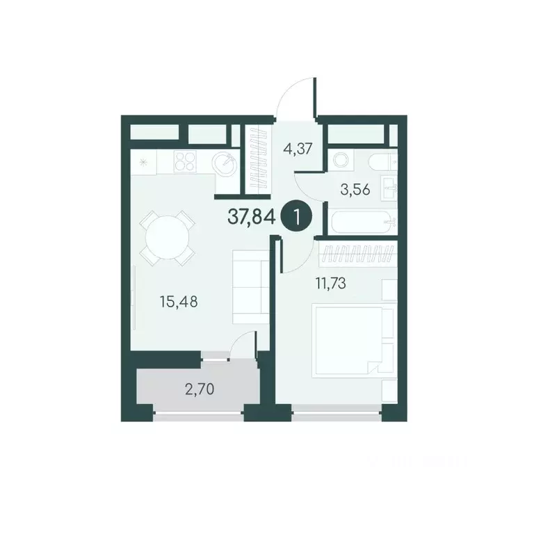 1-к кв. Курганская область, Курган 18-й мкр, 7 (37.84 м) - Фото 0
