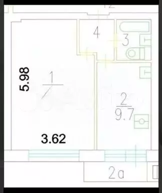 1-к. квартира, 35,3 м, 4/12 эт. - Фото 0