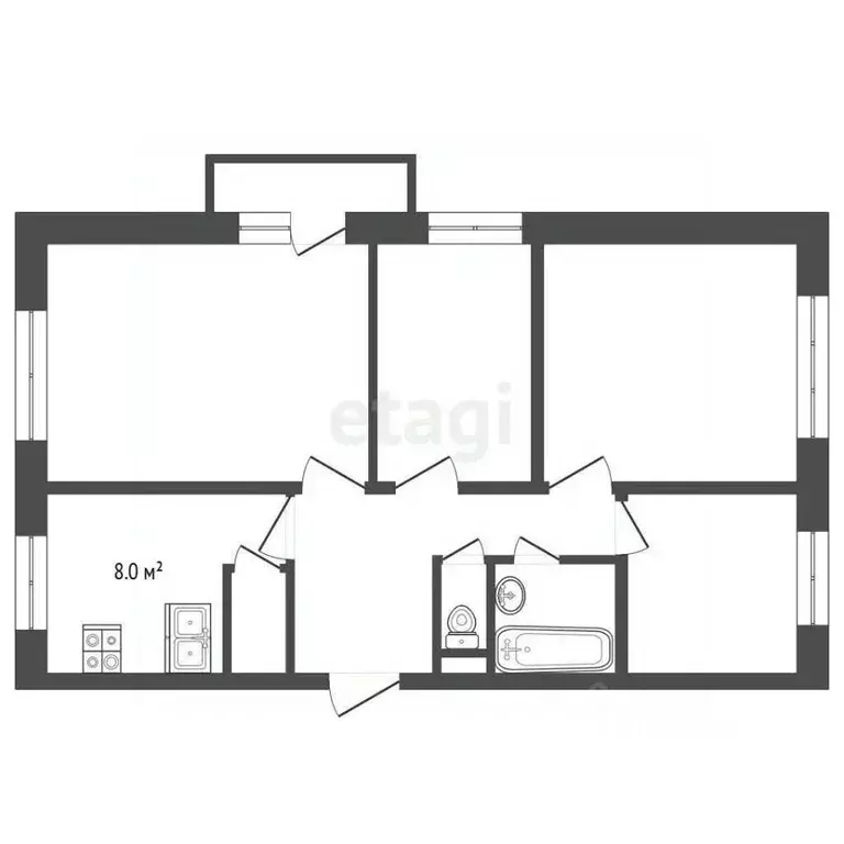 4-к кв. Архангельская область, Котлас ул. Мелентьева, 37 (69.0 м) - Фото 2