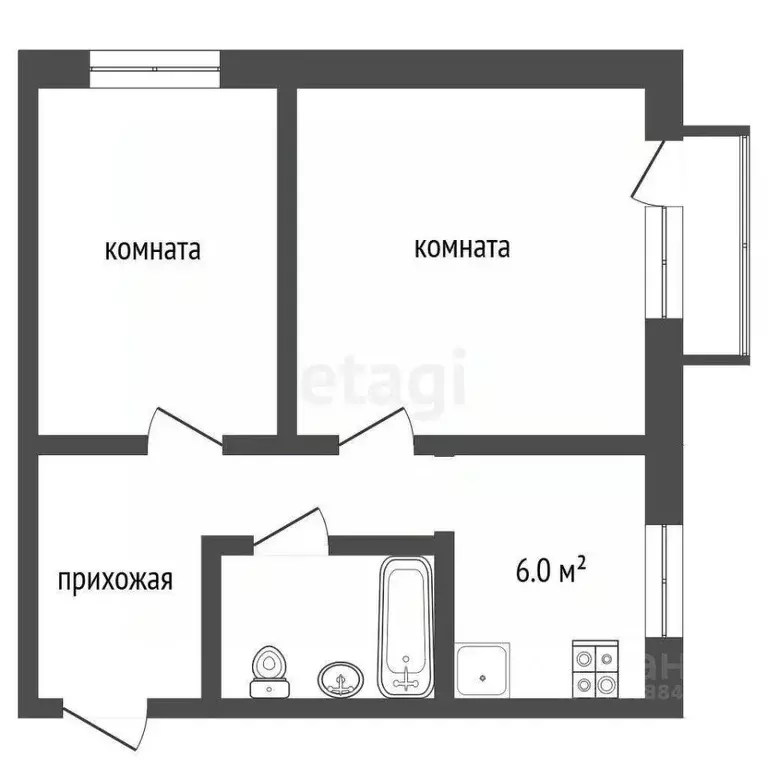 2-к кв. Саратовская область, Балашов Уральская ул., 21А (41.7 м) - Фото 1