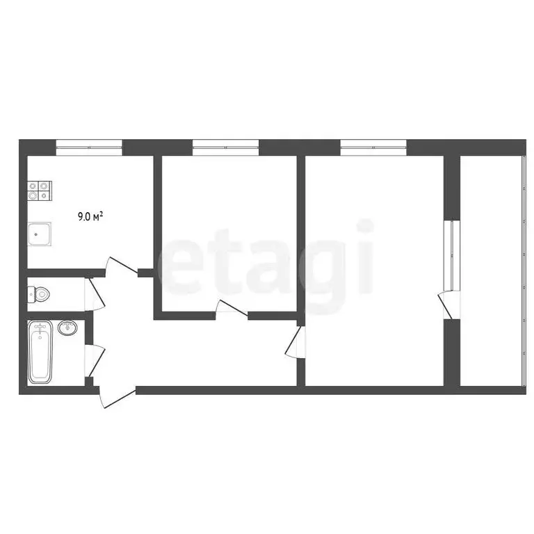 2-комнатная квартира: Тюмень, Механическая улица, 37 (51.3 м) - Фото 1