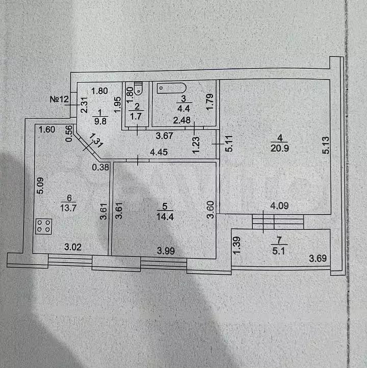 2-к. квартира, 64,9 м, 3/3 эт. - Фото 0