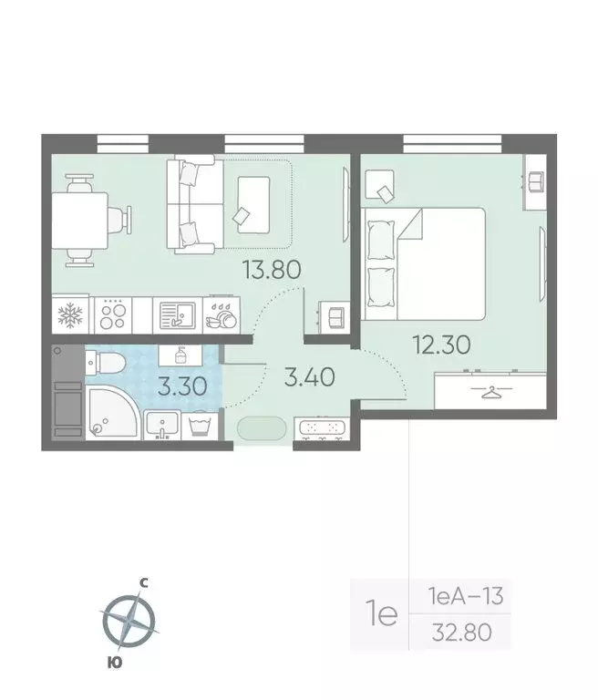 1-комнатная квартира: Ковалёво, улица Александра Разгонина, 1к3 (32.5 ... - Фото 2