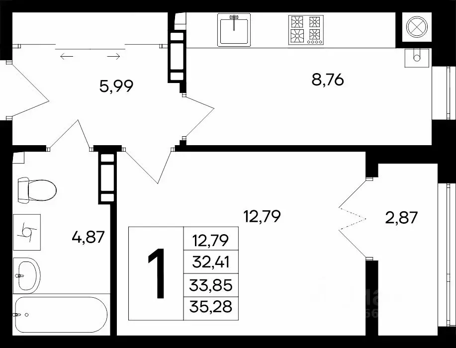 1-к кв. Крым, Евпатория Сезоны жилой комплекс (35.28 м) - Фото 1
