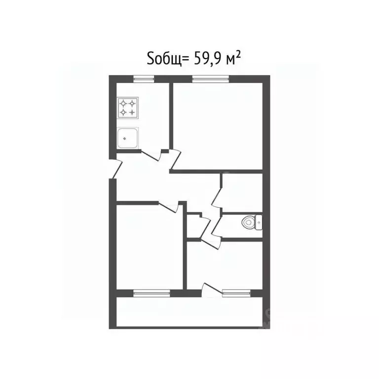 3-к кв. Брянская область, Клинцы Союзная ул., 107 (59.9 м) - Фото 2