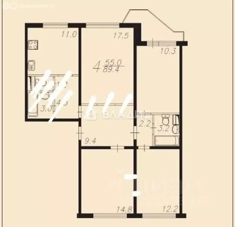 2к в 3-комнатной квартире (13.5 м) - Фото 2