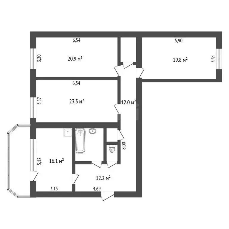 3-комнатная квартира: Благовещенск, улица 50 лет Октября, 27 (114.9 м) - Фото 1